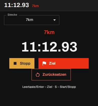 Kronodeck-Screenshot — Auf dem Telefon — dieselbe Stoppuhr, in der Hand eines Helfers.